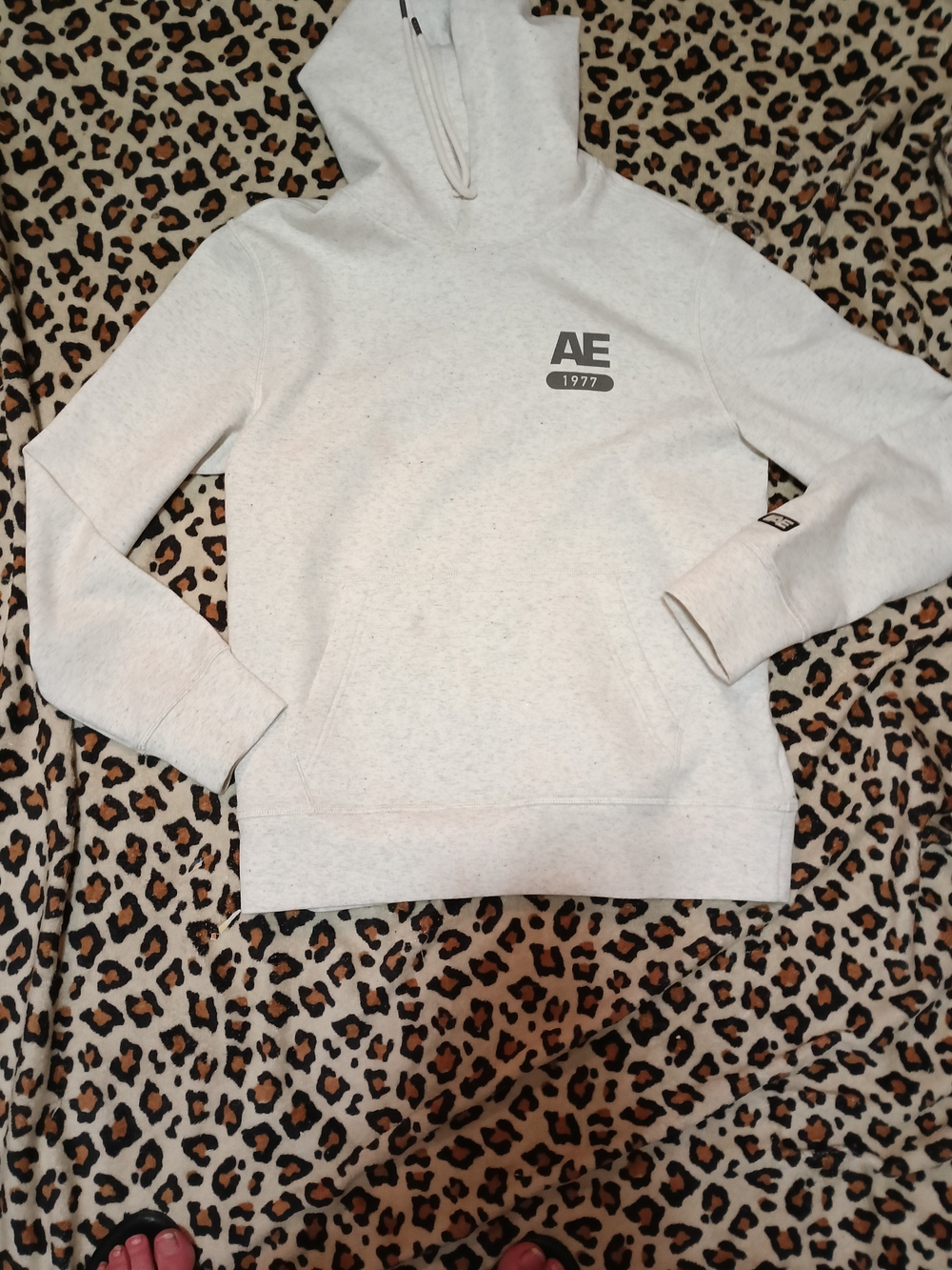 American Eagle AE 1977 Pullover Hoodie Men's Small Heather Oatmeal